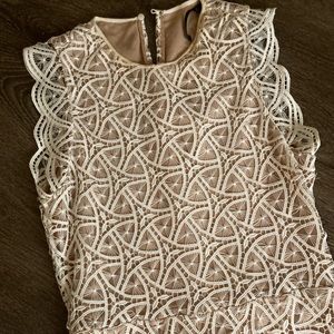 Beautiful cream lace over nude lining dress